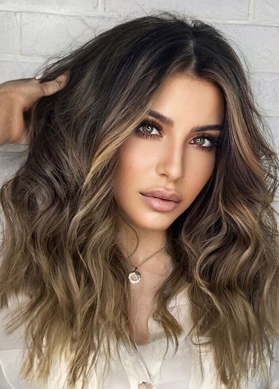 Dark Brown Hair Synthetic Wigs With Blonde Highlights For Women Heat  Resistant | eBay