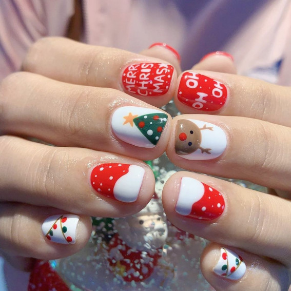 50+ Christmas & Holiday Nails For A Festive Look : Cute Mix n Match ...