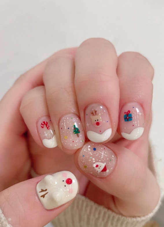 50+ Christmas & Holiday Nails For A Festive Look : Super Cute Short Nails