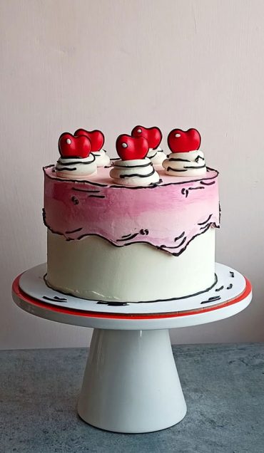 30 Cute Comic Cakes For Cartoon Lovers Red Heart Buttercream Topper 8275