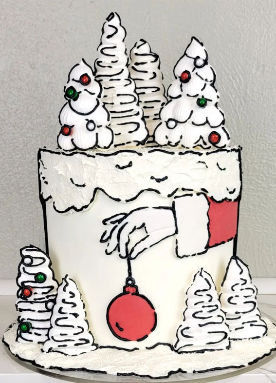 30+ Cute Comic Cakes For Cartoon Lovers : Christmas White Comic Cake