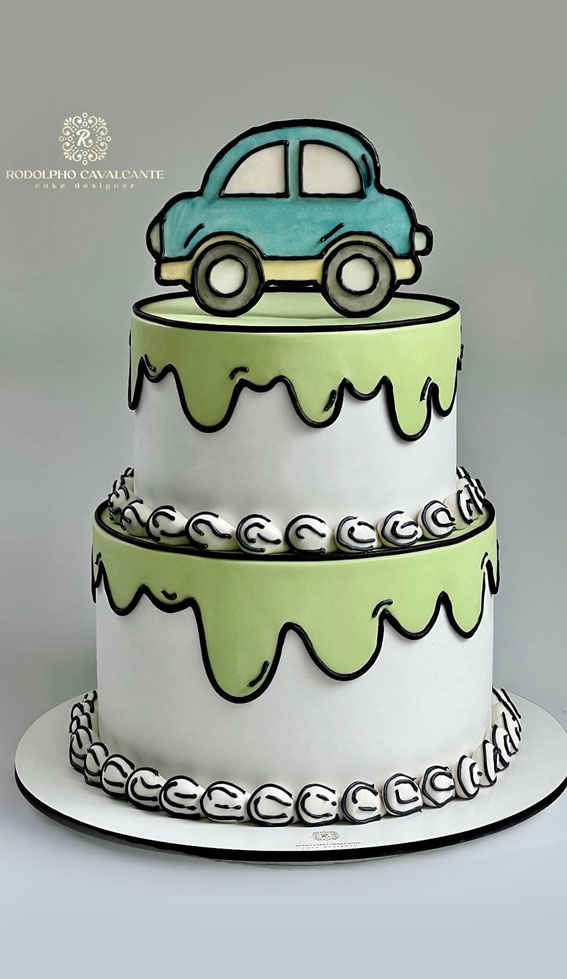 30+ Cute Comic Cakes For Cartoon Lovers : Mint Icing Drips