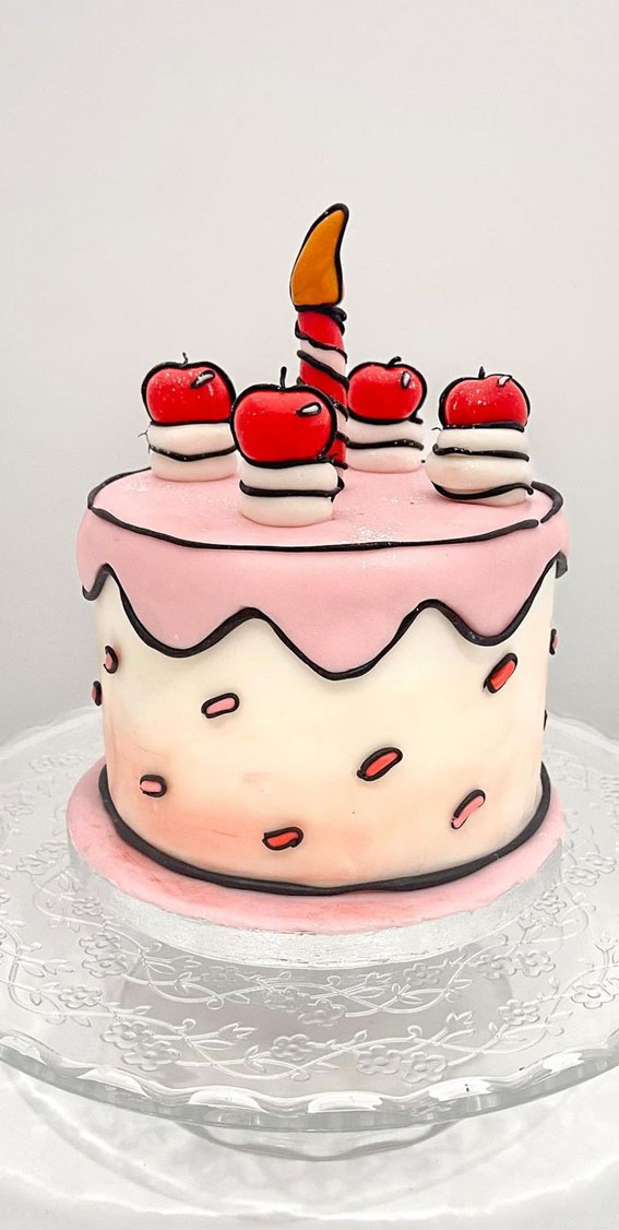 30+ Cute Comic Cakes For Cartoon Lovers : Light Pink Comic Cake