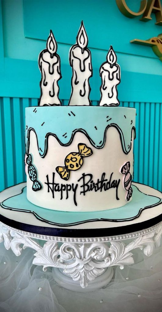 30 Cute Comic Cakes For Cartoon Lovers Blue Icing Drips