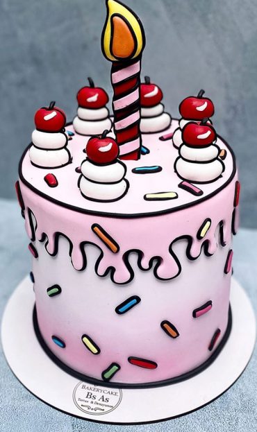 30 Cute Comic Cakes For Cartoon Lovers Ombre Pink Cake Sprinkles 5470