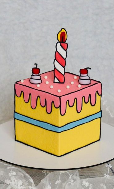 Cute Comic Cakes For Cartoon Lovers Yellow Square Cartoon Cake