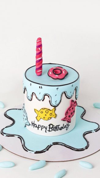 30+ Cute Comic Cakes For Cartoon Lovers : Sweet Blue Cake