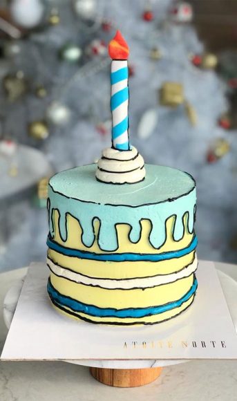 30 Cute Comic Cakes For Cartoon Lovers Blue And Yellow Cartoon Effect Cake 2781