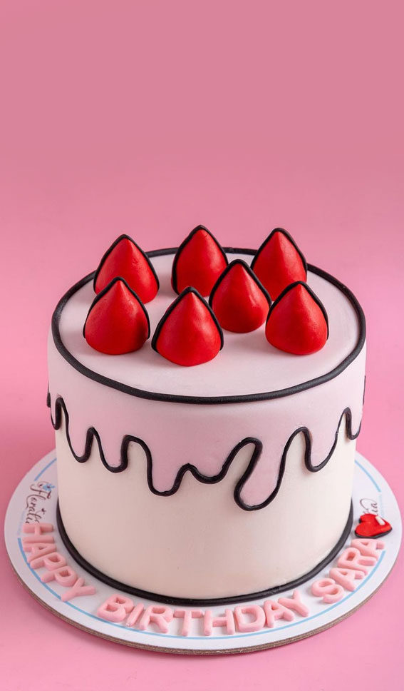 30+ Cute Comic Cakes For Cartoon Lovers : Light Pink & White Cake