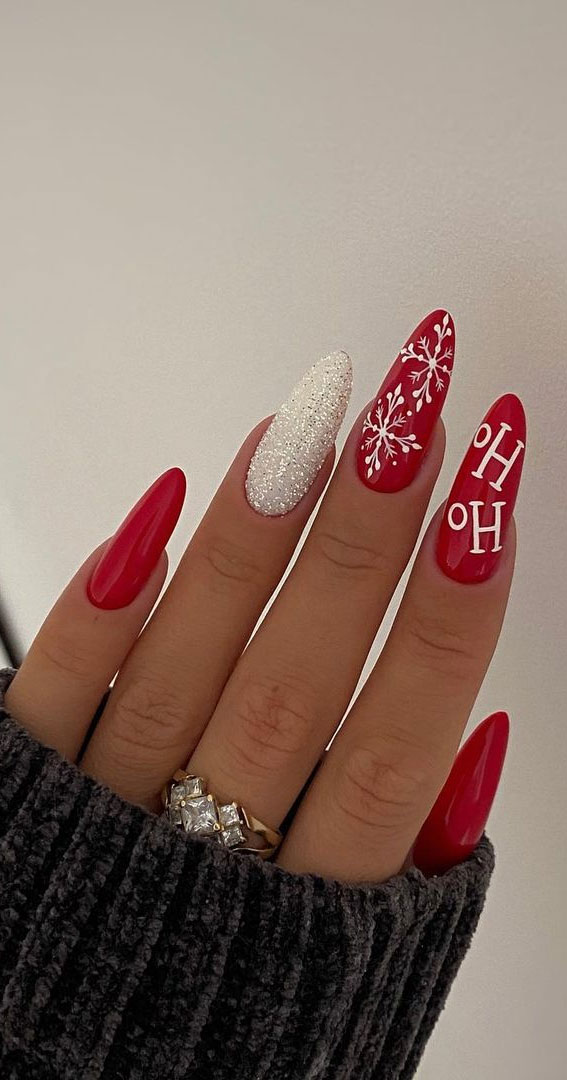 50+ Christmas & Holiday Nails For A Festive Look Textured White + Ho