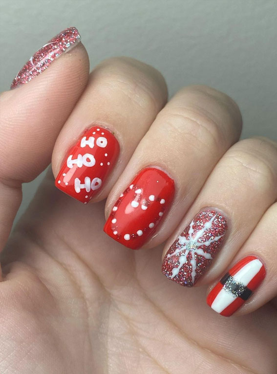 50+ Christmas & Holiday Nails For A Festive Look Red Santa Outfit