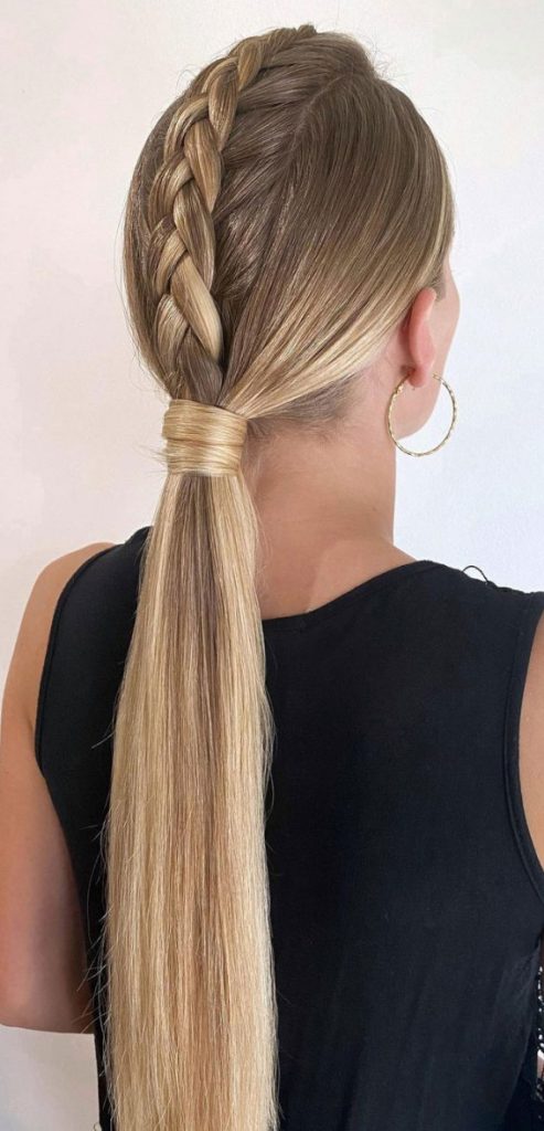 50+ Cute Hairstyles For Any Occasion : Sleek & Edgy Braided Ponytail