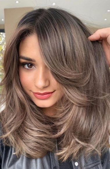 30+ Hair Colour Trends To Try In 2023 : Glossy Ash Brown Balayage