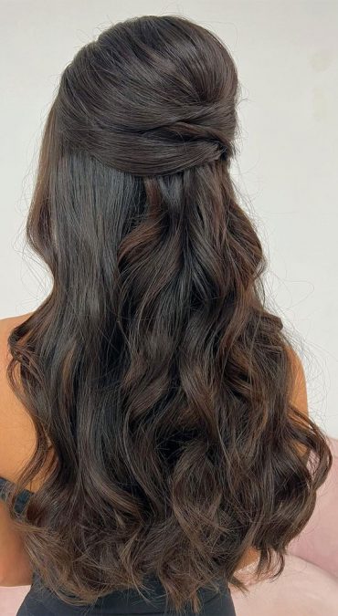 45 Half Up Half Down Prom Hairstyles : Brunette Half Up