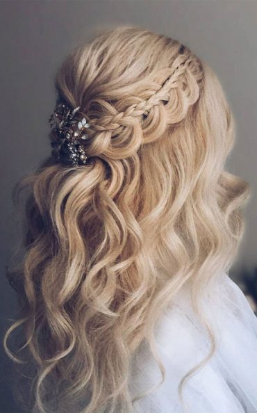 45 Half Up Half Down Prom Hairstyles : Stacked Dutch Braid With Soft Waves