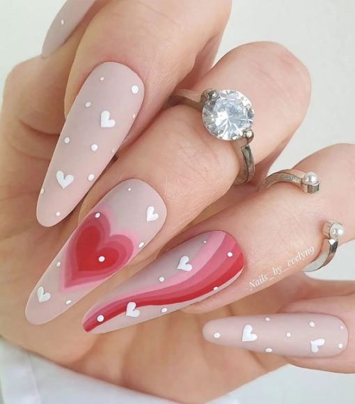 52 Valentine S Day Nail Art Designs Ideas 2023 Nude Matte Nails With Hearts