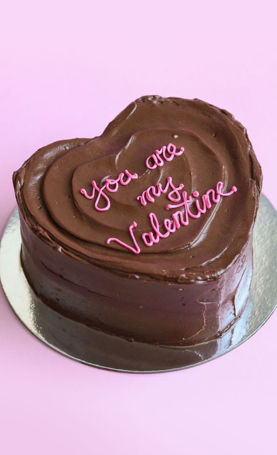 40+ Cute Valentine’s Cake Ideas : Heart-Shaped Chocolate Cake