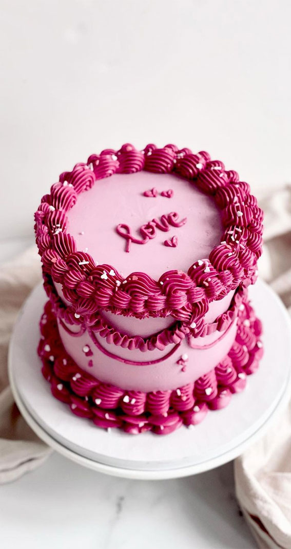 Pink and Red Velvet Valentine's Day Cake - SugarHero