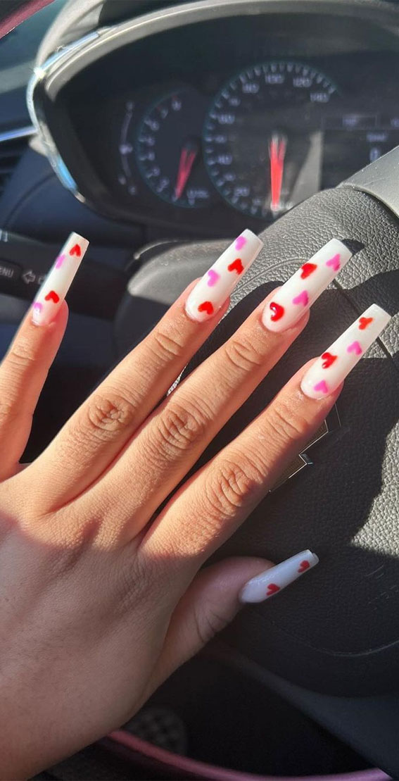 White Acrylic Nails  White acrylic nails, Pink acrylic nails