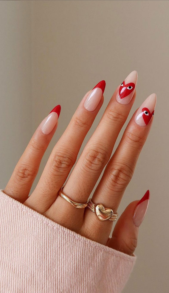 comme des garçon’s nails, valentine's day nails, valentines day nails 2023, valentine's day nails 2023, pink valentines day nails, red valentines day nails, cute valentines day nails, heart nails, valentine french nails, valentine nail designs