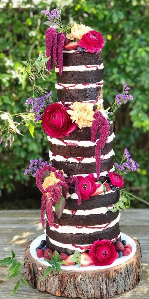 Top 50 Wedding Cake Trends 2023 Fruity Naked Cake With Vivid Flowers 6548