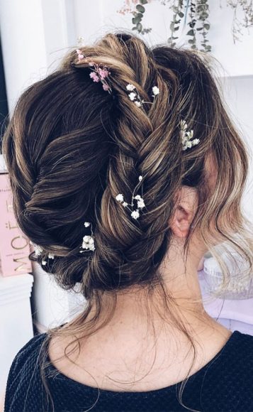 53 Best Wedding Hairstyles for 2023 Brides : Halo Fishtail Braid