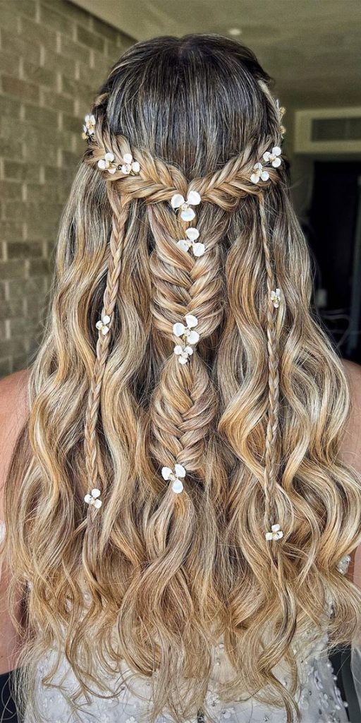 53 Best Wedding Hairstyles For 2023 Brides : Braided Half Up For Boho ...