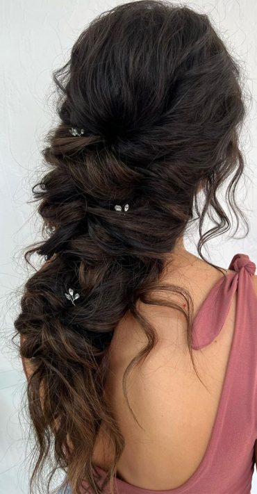 53 Best Wedding Hairstyles for 2023 Brides : Brunette Bridal Braid