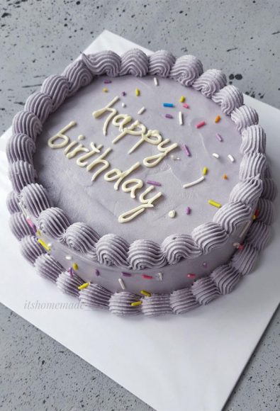 40 Cute Simple Birthday Cake Ideas Lavender Coloured Cake   Adairs 1 13 395x580 