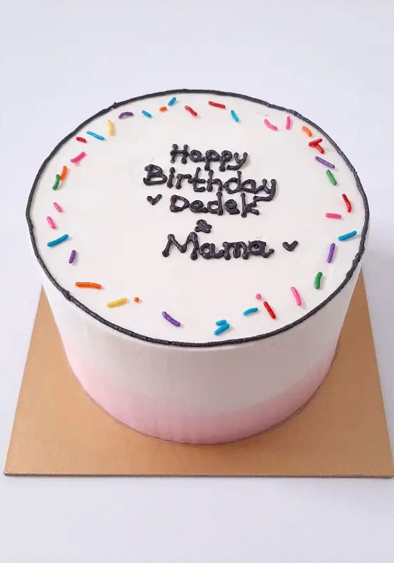 40+ Cute Simple Birthday Cake Ideas : Ombre Pink + Sprinkles