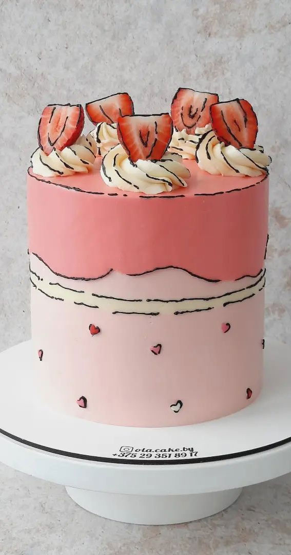 25+ Comic Cake Ideas That’re Trending : Pink Two-Toned Cake