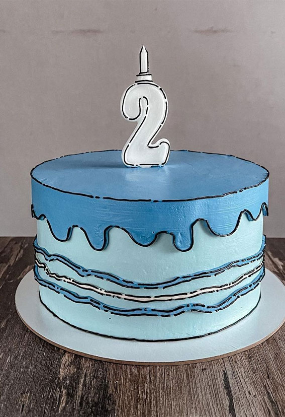 25+ Comic Cake Ideas That’re Trending : Blue Comic Cake for 2nd Birthday