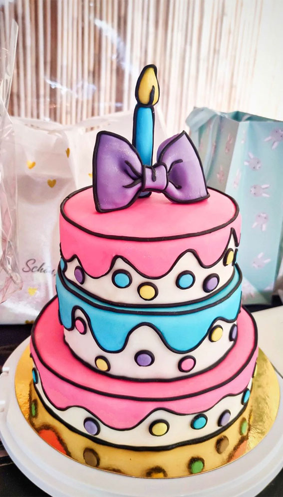 25+ Comic Cake Ideas That’re Trending : Cake Topped with Huge Bow