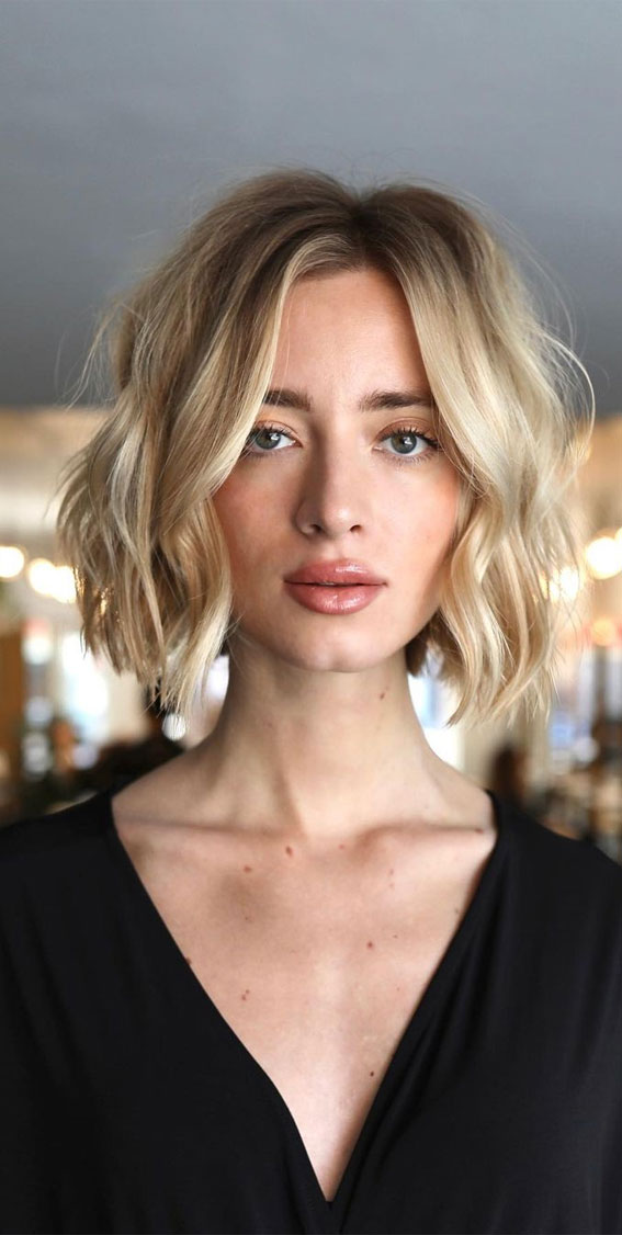 50+ New Haircut Ideas for Women to Try in 2023 : Textured Bob + Dimesional Blonde