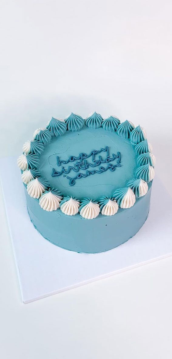 Simple blue and white cake | Blue cakes, White cake, Cake