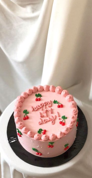 40+ Cute Simple Birthday Cake Ideas : Pink Cherry Cake