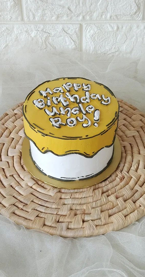 40+ Cute Simple Birthday Cake Ideas : Yellow Comic Cake For Uncle