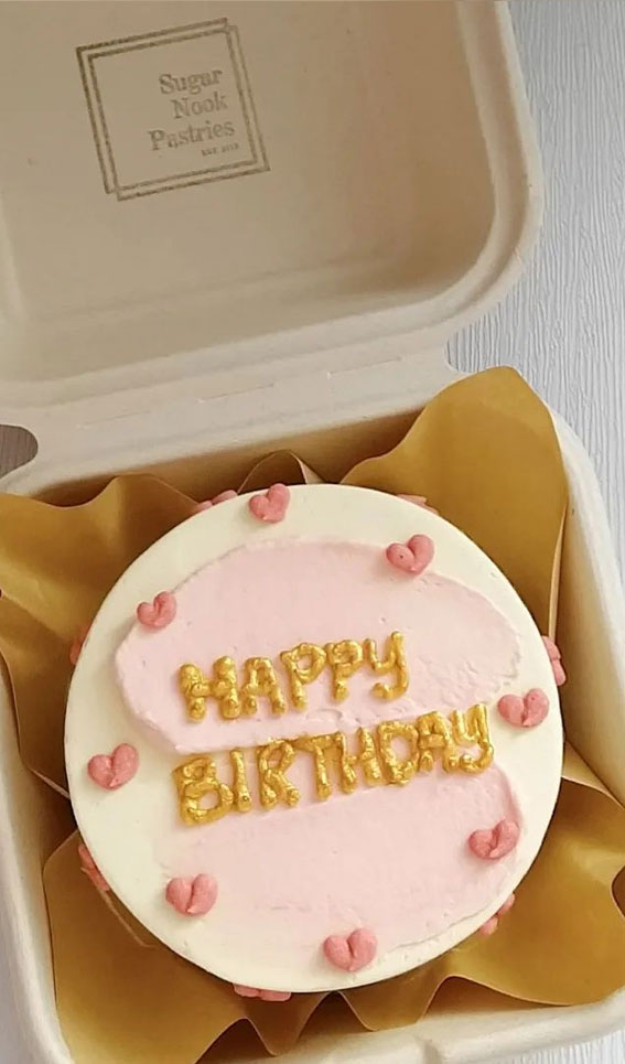 40+ Cute Simple Birthday Cake Ideas : Little Pink Heart Minimalist Cake