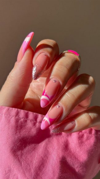 40 Awesome Spring Nail Ideas 2023 Shimmery Pink Tips