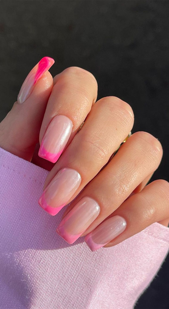 40 Awesome Spring Nail Ideas 2023 Gradient Pink French Tips