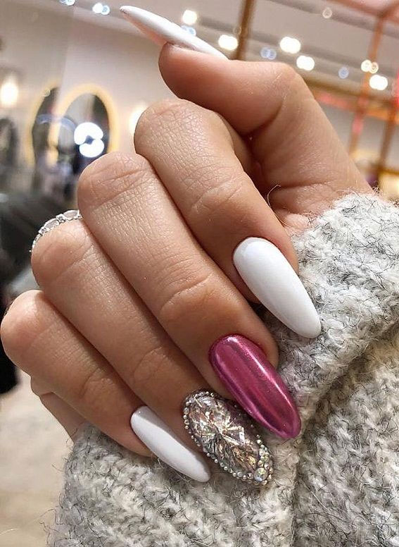 40 Awesome Spring Nail Ideas 2023 Mauve Chrome +White Nails