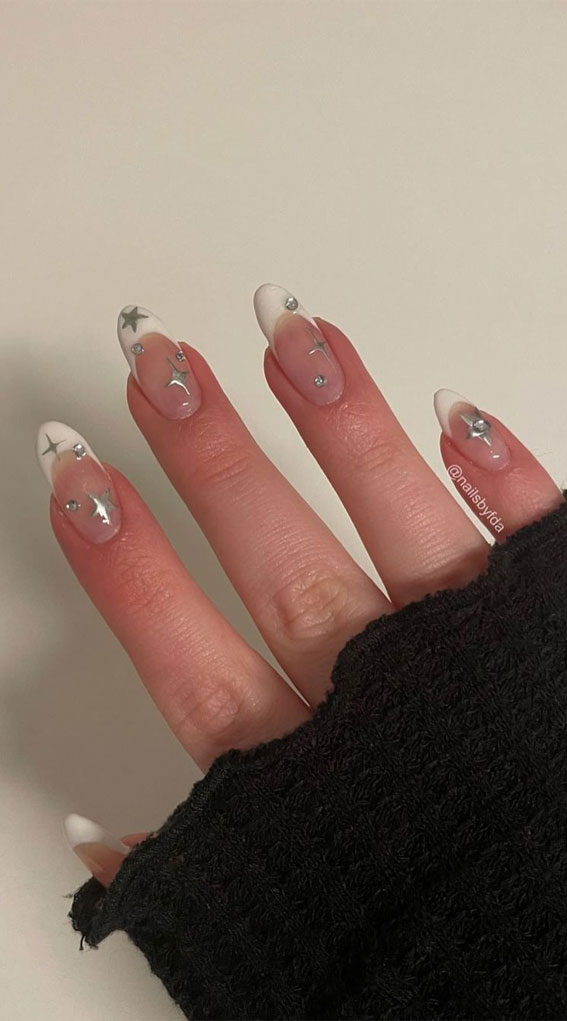 Star Nails Are Trending Now : Starburst White French Tip Nails