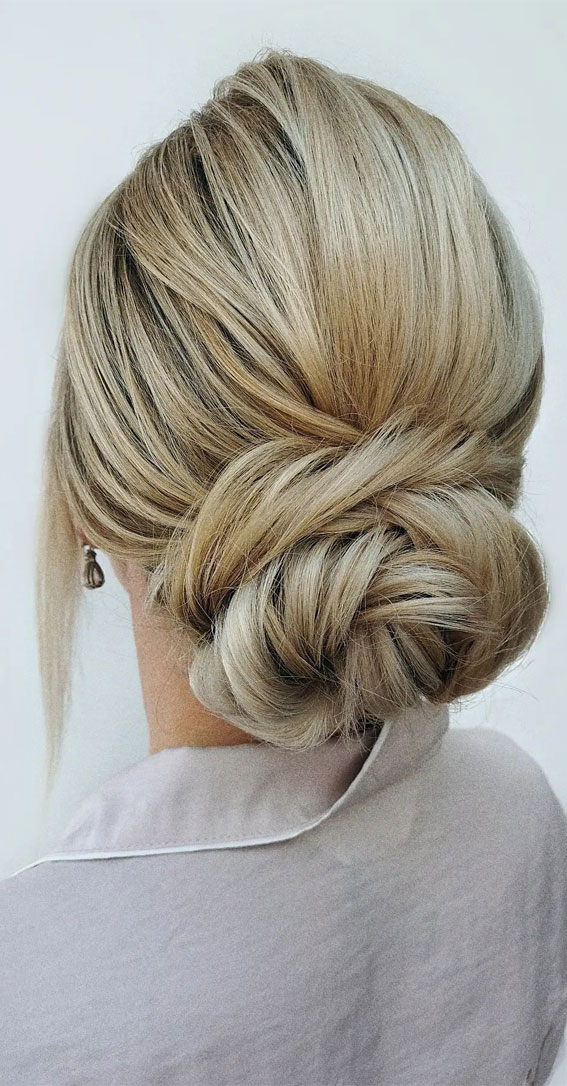 50+ Updo Hairstyles That’re So Stylish : Twisted Low Bun For Fine Hair