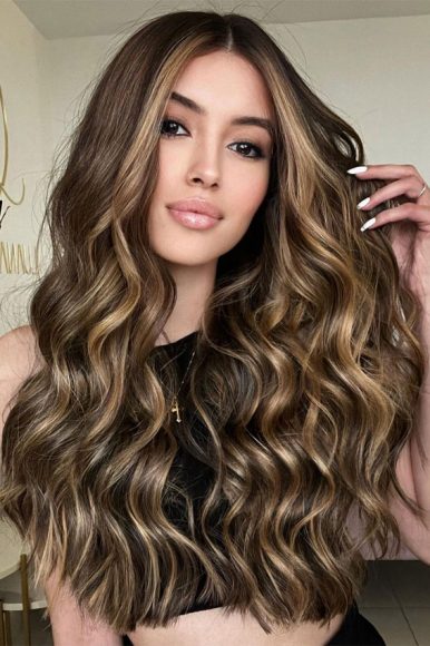 50+ Brunette + Brown Hair Colours & Hairstyles : Honey Blown Long Locks