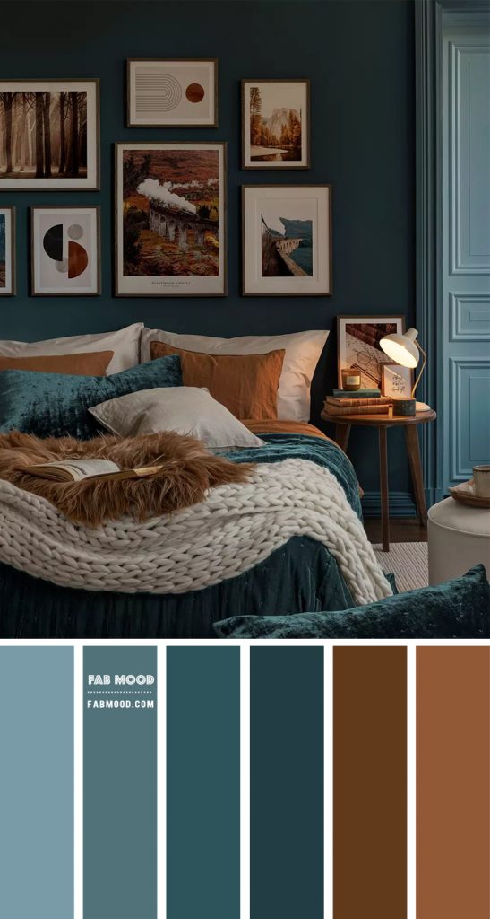 20 Best Bedroom Colour Combination Ideas Navy Blue, Blue Teal and Brown