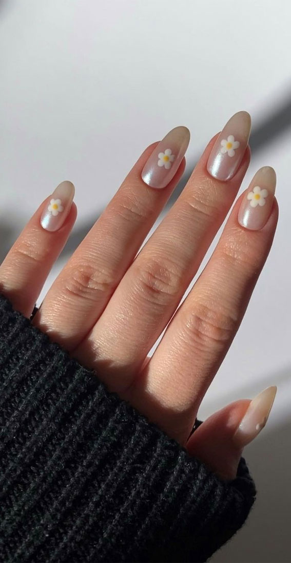 Your Nails Deserve These Floral Designs : Glazed Donut Flower Mani