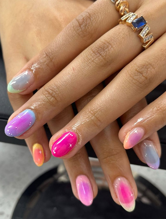 50 Best Summer Nails To Try in 2023 : Colourful Aura Nails