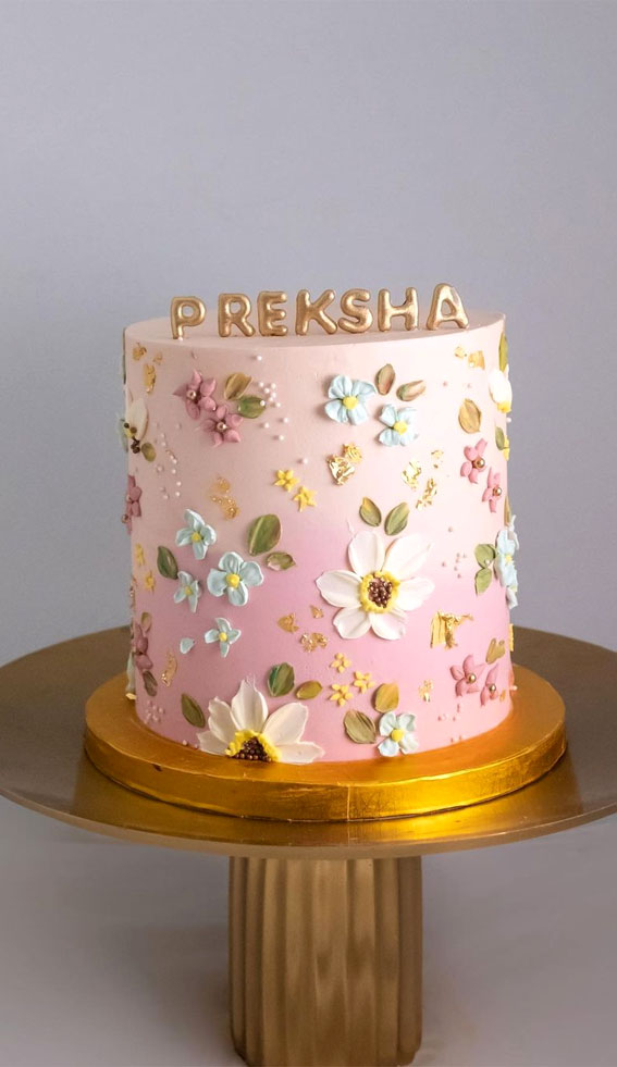 43 Cute Buttercream Flower Cake Ideas : Pink Ombre Cake
