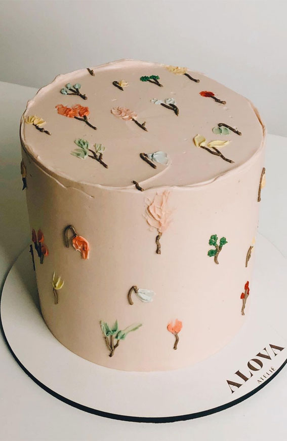 43 Cute Buttercream Flower Cake Ideas : Mix n Match Flower Neutral Cake