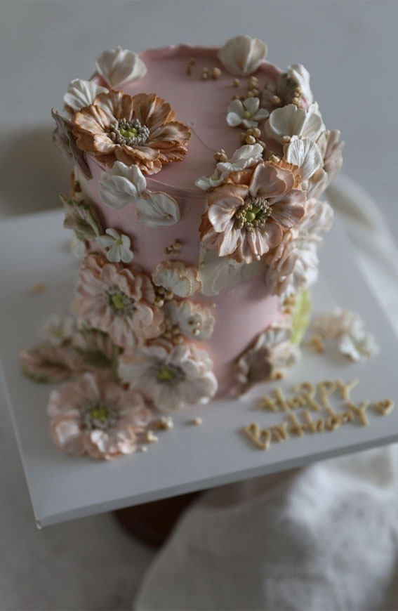 buttercream flower cake, cake ideas, buttercream cake ideas, simple cake, simple buttercream cake, korea cake ideas, korea buttercream cake, daisy buttercream cake, buttercream daisy birthday cake, simple birthday cake